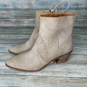 Lucky Brand Womens Goddiy Suede Western Booties Size 5.5 Cowgirl Rodeo Ankle